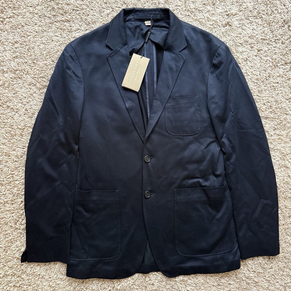 $795 NWT Burberry Navy Blue Sport Coat Travel Suit Jacket Mens IT Size 46R / 36R